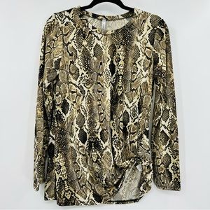 Acting Pro Snake Skin Side Tie Long Sleeve Blouse New in Package